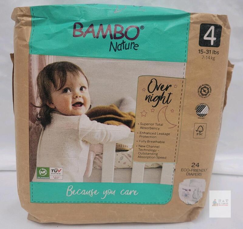 Bambo Nature Overnight Diapers Size 4, 24-Count, 15&ndash;31 lbs, Eco-Friendly, Allergy Certified
