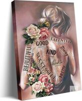 New 16x24 Motivational Poster Canvas Wall Art AKWISH Inspirational Wall Decor Bedroom Decor for Women - Boho Wall Art Gift for Living Room, Dining Room, Cafe, Home Office - Framed