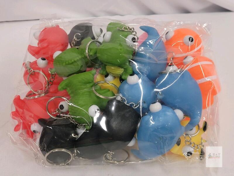Bulk Lot of 20 Assorted Animal-Shaped Novelty Keychains, Multicolor Soft Vinyl, Cartoon Sea Creatures