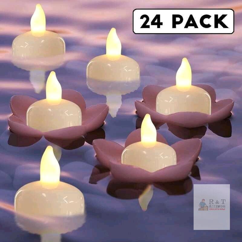 New 24pcs Floating LED Smokeless Candles, Pool Parties, Spas, Evening Parties, Weddings+