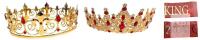 New Prom King & Queen Set: Rhinestoned Metal Coronet Crown & Glittering Tiara + 2 Shashes