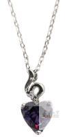 Gorgeous New Purple Heart Stone I Love You Necklace, 20", Non-Magnetic