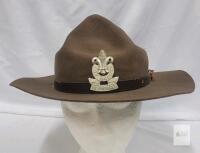 Official Boy Scouts Canada Campaign Hat with Badge and Leather Band