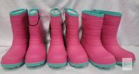 3 Greentiming Pink Children's Rain Boots, Waterproof EVA, Size 34 EU, Fleece Lined, Pull-On Style