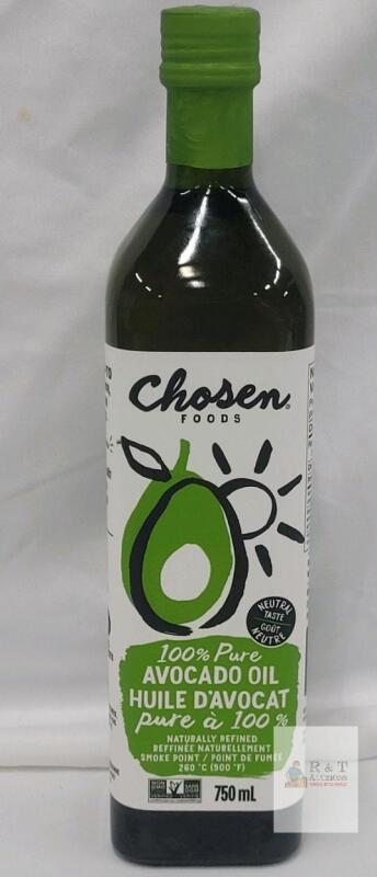 Chosen Foods 100% Pure Avocado Oil, 750mL Glass Bottle, Non-GMO, Naturally Refined, Neutral Taste