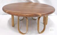 Acacia Wood 11.4" Cake Stand with Gold Metal Base &ndash; Modern Detachable Serving Display, Model A1J1DJ1W01