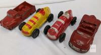 Vintage 1940s-50s Hubley/Arcade Cast Iron Toy Cars &ndash; Convertible, Pickup, Indy Racers 5.5"