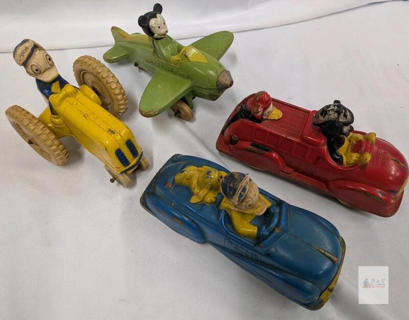 Vintage Disney Cast Iron Toy Vehicles &ndash; Mickey Mouse & Donald Duck &ndash; 1930s&ndash;1940s