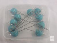 Uxcell Skull Sewing Pins, 10-Piece Set, 2.95" Steel Pins with Blue Turquoise Skull Heads