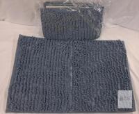 Gray Microfiber Chenille Bath Mat Set, Each, High Absorbency, Machine Washable