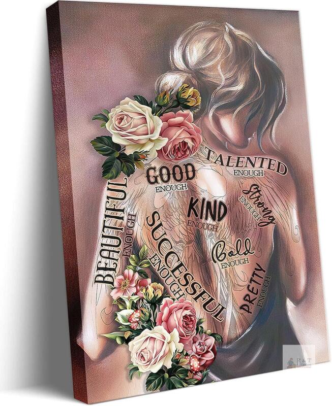 New 16x24 Motivational Poster Canvas Wall Art AKWISH Inspirational Wall Decor Bedroom Decor for Women - Boho Wall Art Gift for Living Room, Dining Room, Cafe, Home Office - Framed