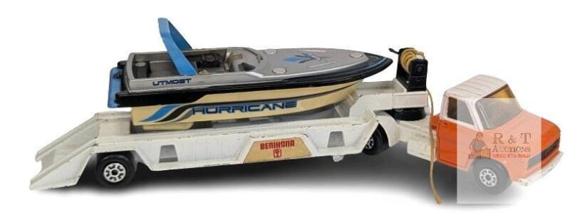 Vintage 1977 Lesney Matchbox Super Kings FORD 'A' SERIES Truck With Towing Bed K-27/3 & Hurricane "Utmost Spurt" Boat