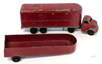 3pcs Vintage Diecast RALSTOY : #3 Truck Cab, #4 Red Trailer & Fruehauf Grain Trailer, 3.25" - 6.25" Long