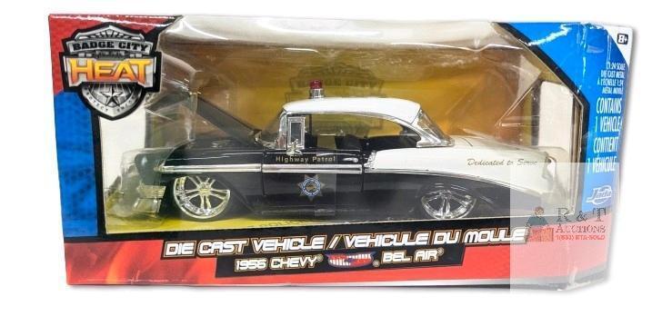 As-New Jada Toys 1:24 Scale 1956 Chevrolet Bel Air Highway Patrol Diecast Car NRFB