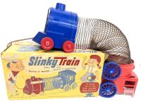 Vintage 1950s Fleet SLINKY TRAIN Pull Toy With Original Box, Made in Oshawa Ontario!
