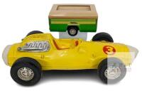 Vintage 1963 Mattel VRROOM! Guide Whip Car Missing Windshield 13.5" Long & Tonka 1970's Pop Up Camper Trailer With Broken Hitch