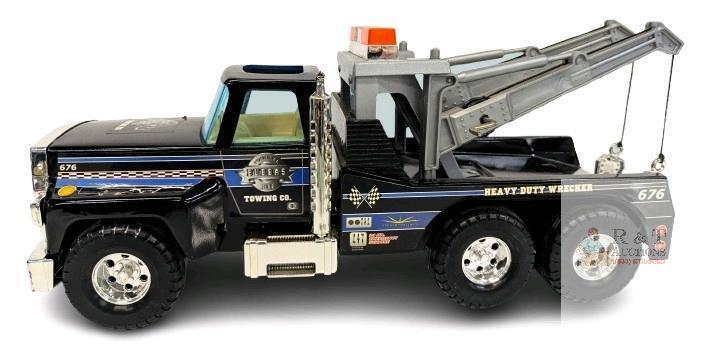 2002 Funrise Pressed Steel Bubbas Heavy Duty Wrecker Tow Truck 15.5" Long, Working Winches #676
