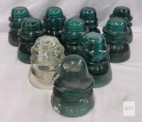 10 Vintage Hemingray Glass Insulators