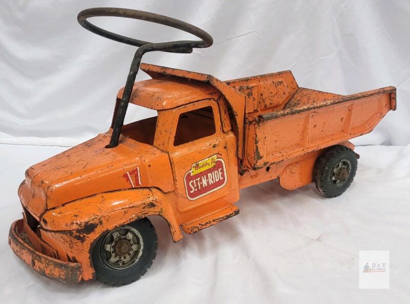 Vintage Buddy L Sit-N-Ride Pressed Steel Dump Truck