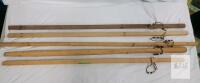 Five (5) Various Length Hiking Sticks . Measures 42" - 47.5" long