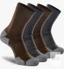 4-Pack New CWVLC Crew Hiking Socks, Cushion, Moisture Wicking, Arch Compression Boot Socks , Grey / Brown. XL (12-14)