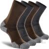 New Size XL Unisex 4-Pack - Brown/Grey - CWVLC Crew Hiking Socks, Cushion, Moisture Wicking, Arch Compression Boot Socks