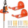 New Upgraded Trimmer Rack Wall Mount - 8" Heavy Duty Weed Eater Hanger for Garage Wall, Garden Power Tool Holder Organizer Hooks for Grass Trimmer, Hedge Trimmer, Leaf Blower and Chainsaw, Orange, 2 Pack