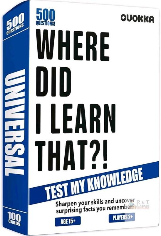 New WHERE DID I LEARN THAT? QUOKKA Trivia Card Game for 2+ Players Ages 15+ Universal 500 Trivia Questions Cards - Learning and Educational Trivia Games