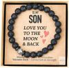 New To My Son Bracelet from Mom & Dad &ndash; Natural Lava Rock & Moonstone Bracelet &ndash; Gifts for Son, Teen Boys, Back-to-School, Graduation, Birthday