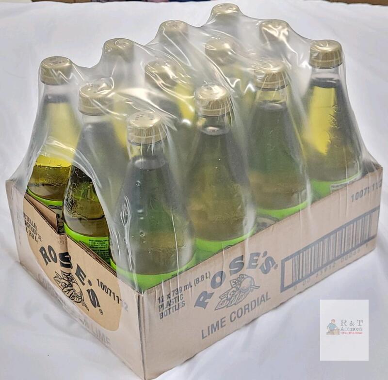 [BB 2024 DE20] 12 Rose's Lime Cordial Sweetened Concentrated Fruit Juice Syrup . 739ml Bottles