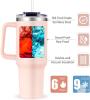 NEW Insulated Travel Mug with Handle, 40 oz Capacity, Floral "Y" Monogram, - 2