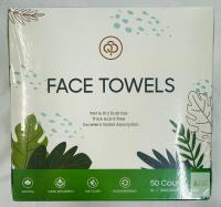XL Disposable Biodegradable Face Towels 50ct, Wet/Dry Use, Sensitive Skin, 10"x12", SmKitGod