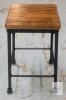 Modern Industrial-Style Metal Bar Stool with Wooden Seat, 24-Inch Seat Height, Matte Black Frame