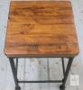 Modern Industrial-Style Metal Bar Stool with Wooden Seat, 24-Inch Seat Height, Matte Black Frame - 2