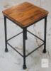 Modern Industrial-Style Metal Bar Stool with Wooden Seat, 24-Inch Seat Height, Matte Black Frame - 3