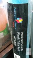 Factory Direct Party 40" x 300' Turquoise Plastic Table Roll, High-Quality, Reusable