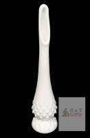 Vintage Signed Fenton Swung Milk Glass Hobnail Bud Vase, 10.25" Tall, No Chips or Cracks