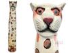 Huge 37.5" Tall Balinese Hand-Carved & Painted Timber Cat Totem Figure