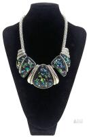 Large Chunky Abalone Shell Suspended in Acrylic Statement Necklace 19" Long