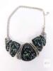 Large Chunky Abalone Shell Suspended in Acrylic Statement Necklace 19" Long - 2