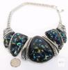 Large Chunky Abalone Shell Suspended in Acrylic Statement Necklace 19" Long - 3