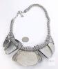 Large Chunky Abalone Shell Suspended in Acrylic Statement Necklace 19" Long - 4
