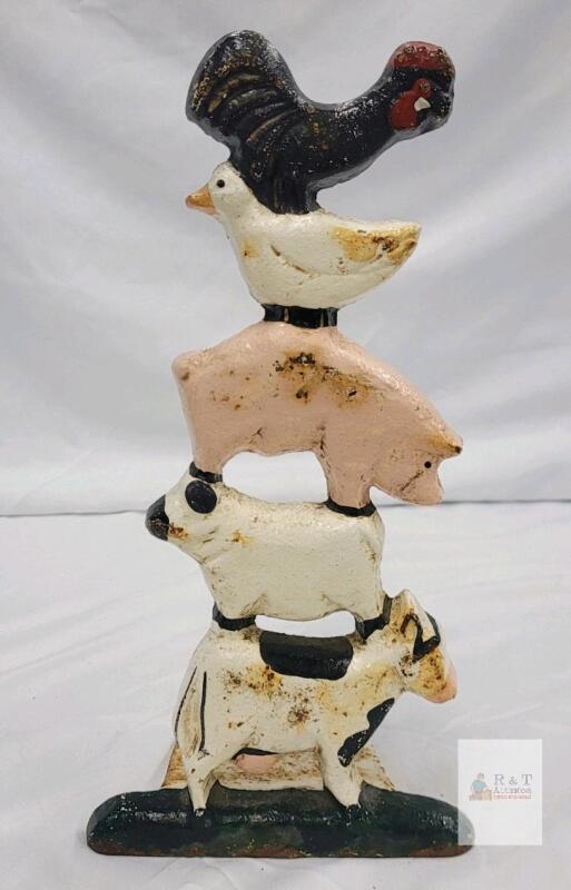 Vintage Cast Iron Farm Animals Door Stop
