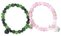 New 2pc WICKED-Themed Elphaba Witch Hat Glinda Rhinestone Crown Charm Magnetic Heart Friendship Sistership Bracelets, Elastic O/S