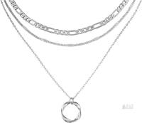 New 3pc Thaivor Stacking Necklaces, Paperclip Chain, Circle Pendant, Super Shiny
