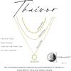 New 3pc Thaivor Stacking Necklaces, Paperclip Chain, Circle Pendant, Super Shiny - 4