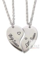 New 2pc Matching Big Sister / Little Sister Heart Love Sistership Friendship Nechlaces, 22" Long Each