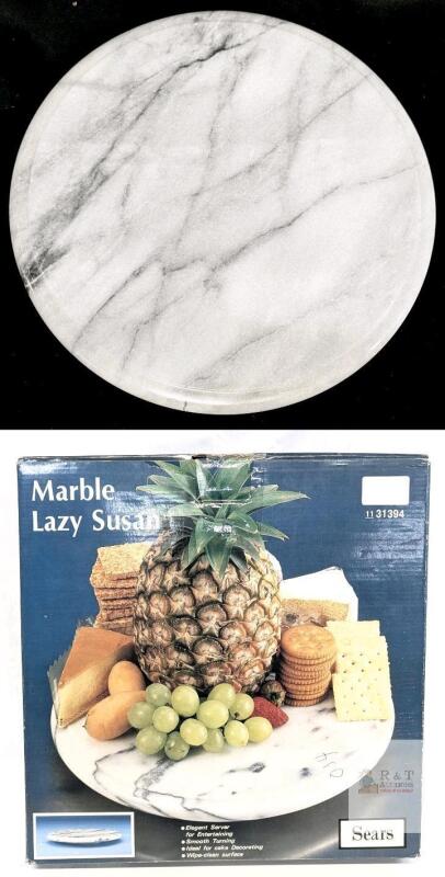 Vintage SEARS Marble Lazy Susan in Original Box, 11.75" Diameter No Chips or Cracks