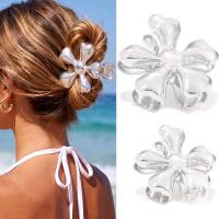 New 2pc Chrome Finish Metal Flower Hair Clips Beach Claw Clips 2" - 3" Across