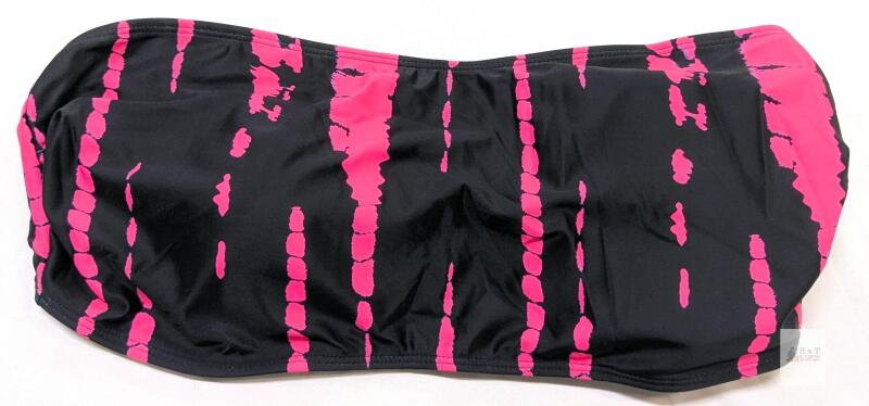 New Size 2XL Women's Neon Pink & Black Bandeau Swim Top